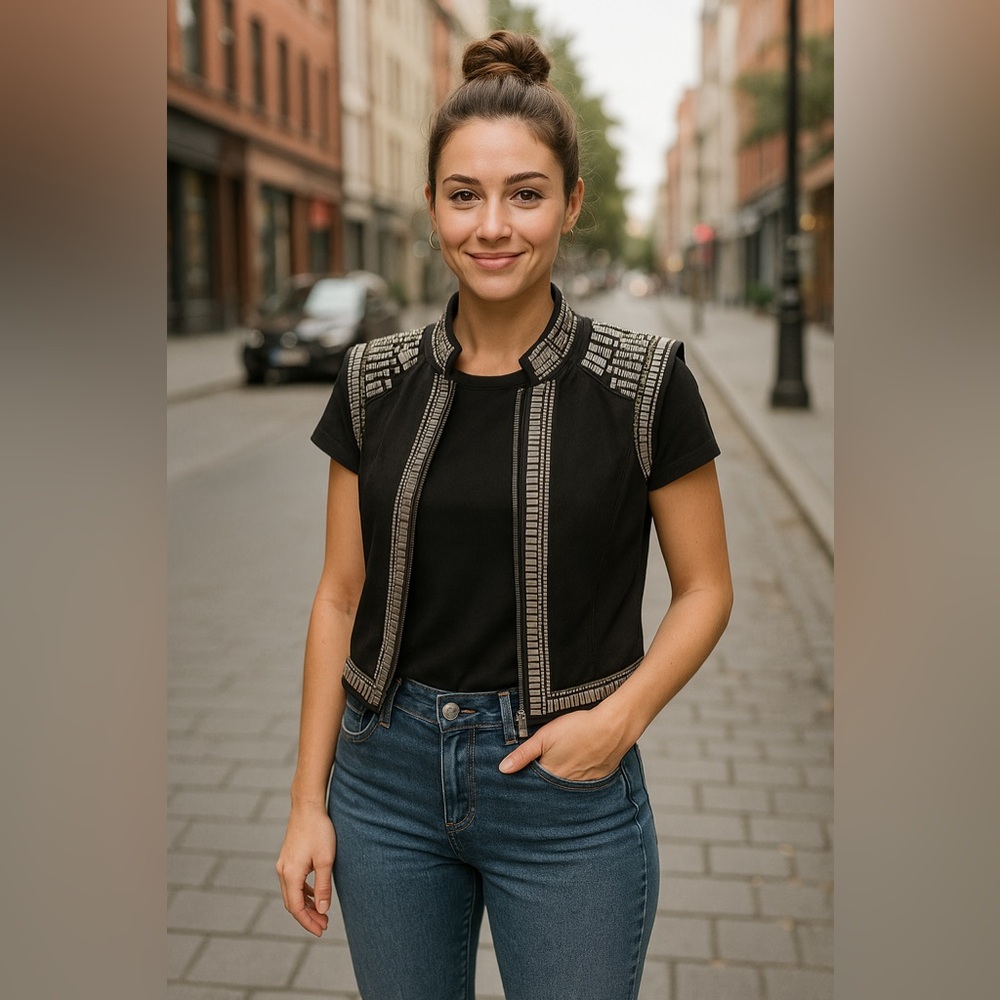 H&M Black Vest with Metallic Accents